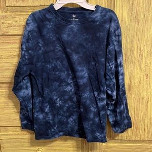 Blue, tie-dyed, long sleeve shirt
